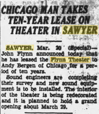 Flynn Theatre - 20 MAR 1940 LEASED TO CHICAGOAN